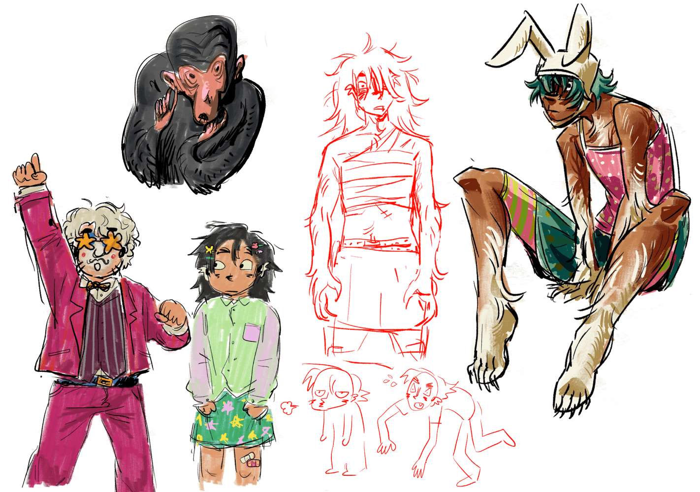 a bunch of sketches including mostly tal